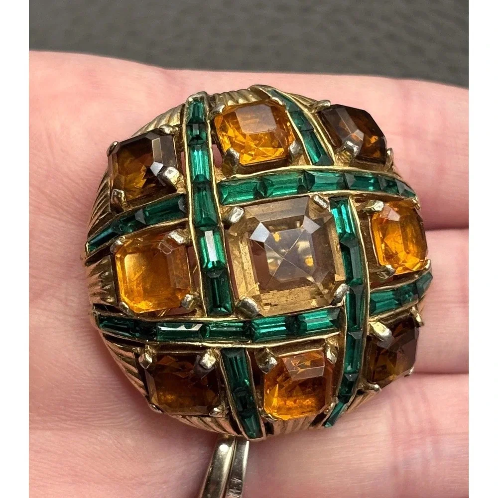 Marcel Boucher Vintage Dome Rhinestone Checkerboard Brooch